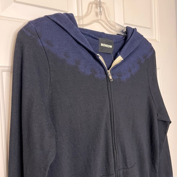 NWT Monroe Black Out Tie Dye Zip Up Hoodie S Navy Blue - Picture 9 of 12